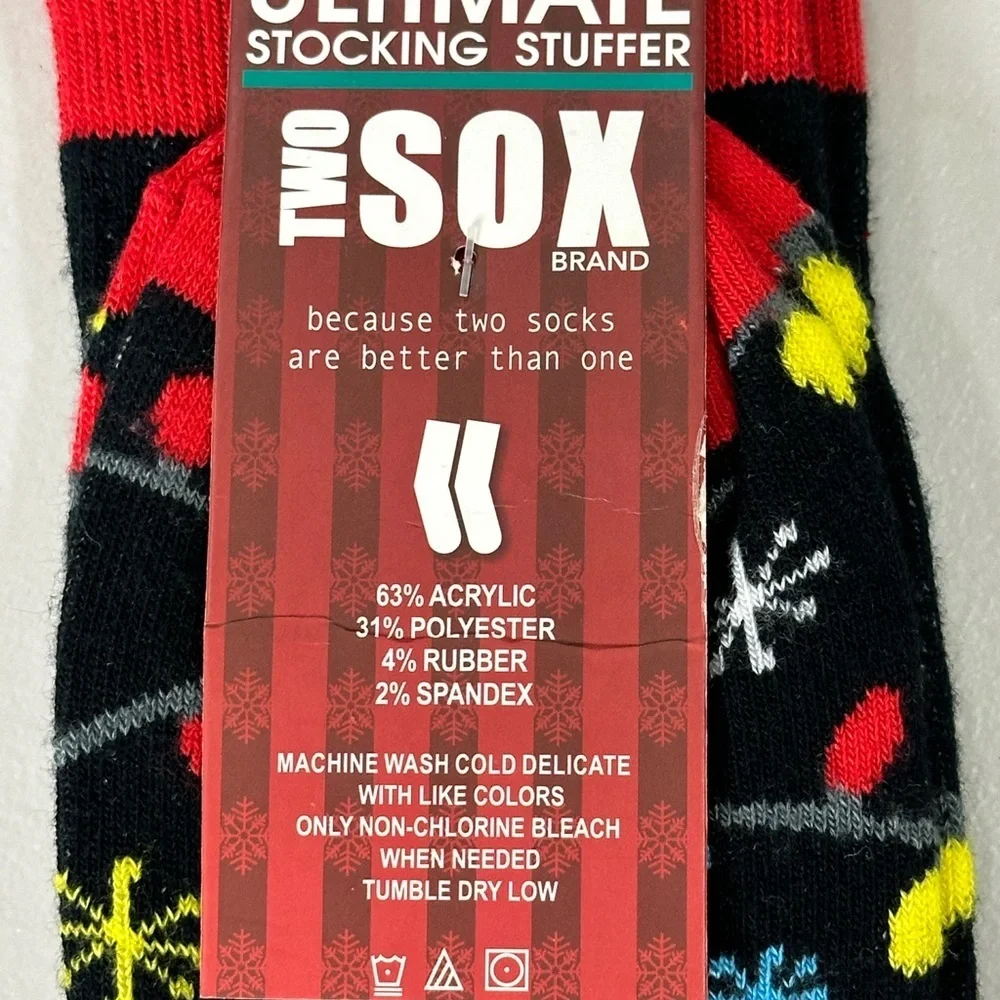 Holiday Adult Unisex Too Lit to Quit Crew Socks Fun Pattern Black Multi Colored